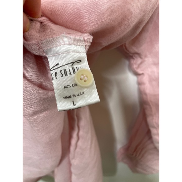 CP SHADES Linen Oversized Tunic Shirt Baby Pink Button Up Lagenlook Coastal L - Picture 5 of 9